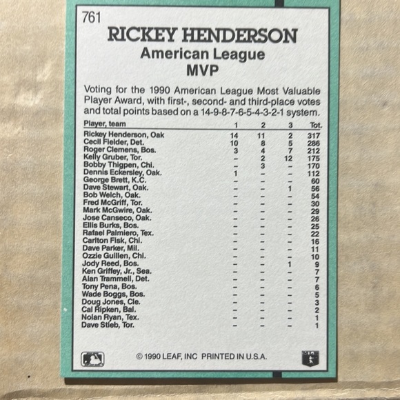 Rickey Henderson error baseball card - Picture 2 of 5